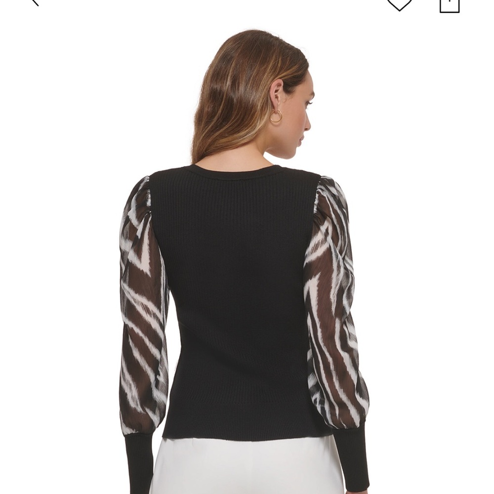 DKNY Sweater - New/Tags - size small - black with zebra sleeves